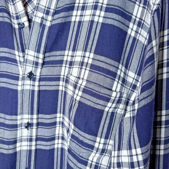 Rails Women Medium Plaid Button Down Shirt Blue White Lennox Arctic Coastal - Picture 7 of 14